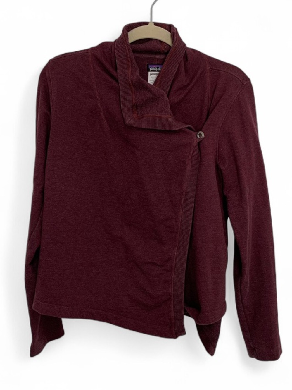 Patagonia At Sea Burgundy Asymmetrical Button-Front Sweatshirt Cardigan